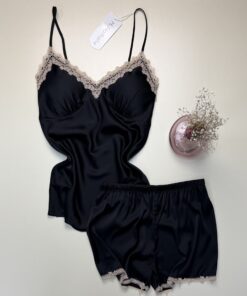 Short-bustier en satin " Noir "