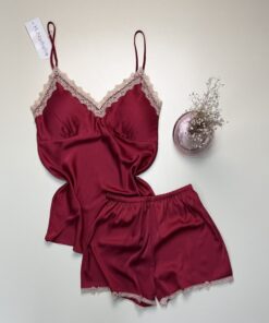 Short-bustier en satin " Bordeaux "