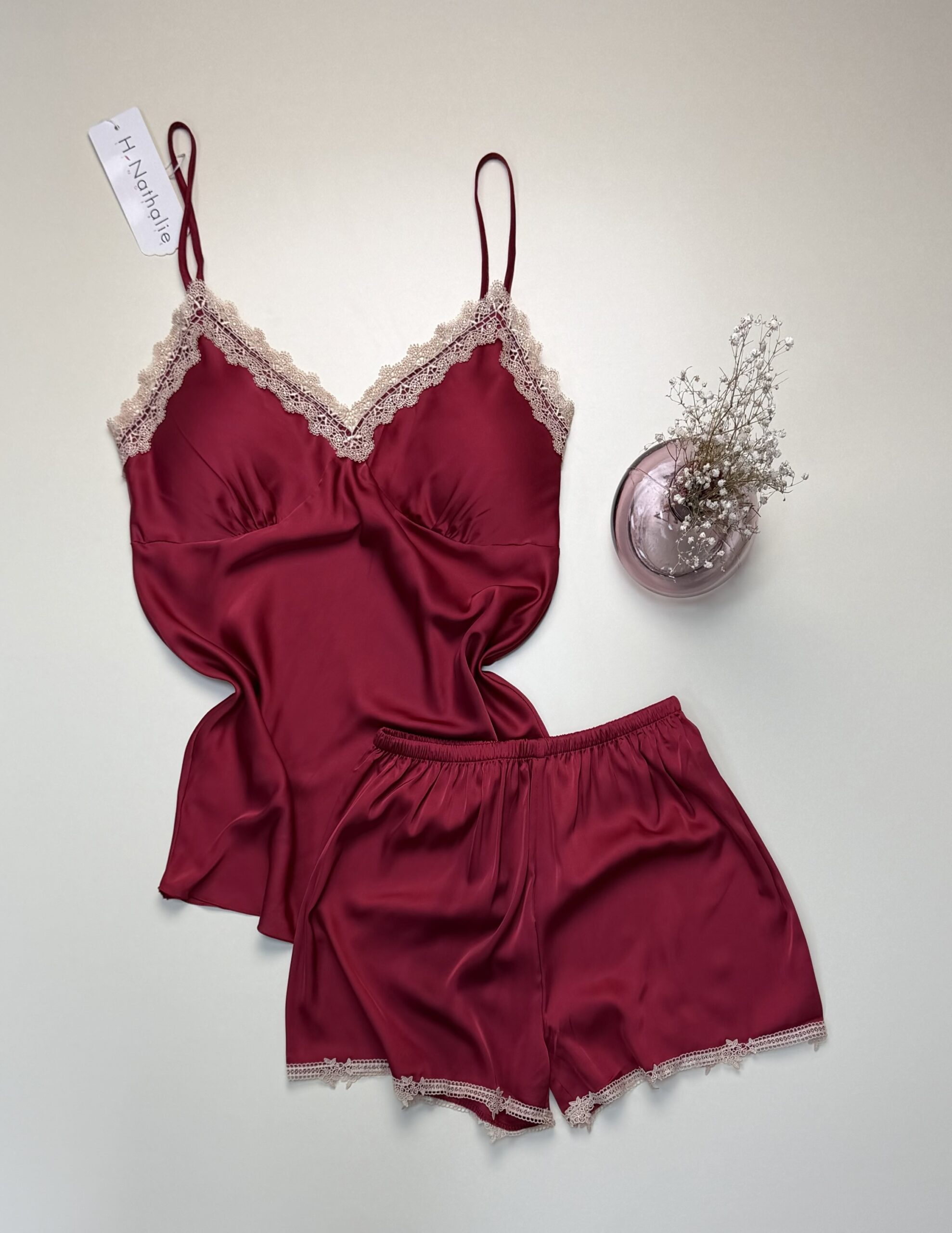 Short-bustier en satin " Bordeaux "