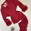 Pyjama manche longue boutonné en satin " Rouge "