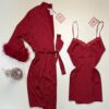 Ensemble nuisette peignoir en satin " Rouge "