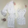 Ensemble nuisette peignoir en satin " Blanche "