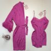Ensemble nuisette peignoir en satin " Fushia "