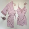 Ensemble nuisette peignoir en satin - H - " Rose "