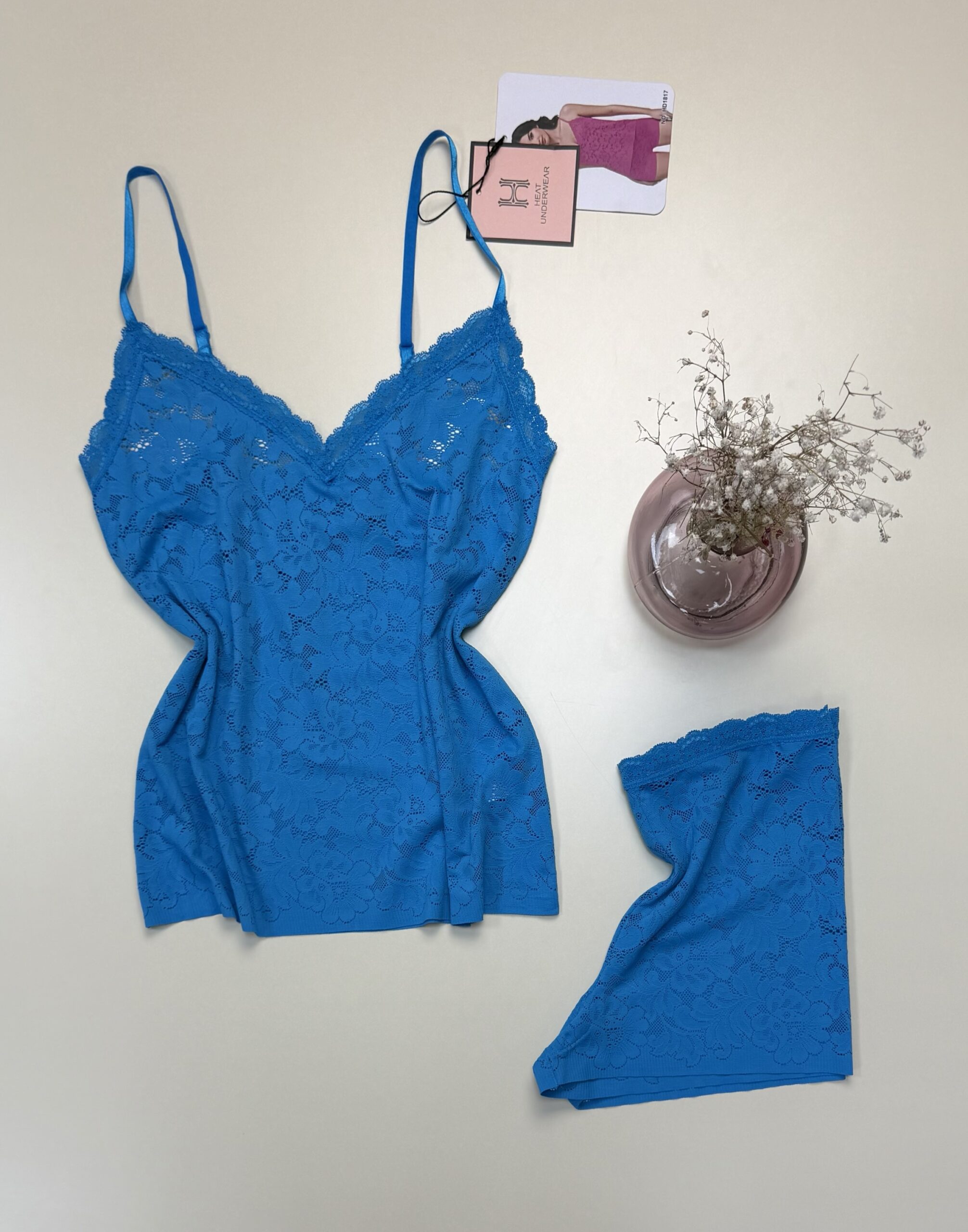 Short bustier en dentelle - H - " Bleu " – Image 3