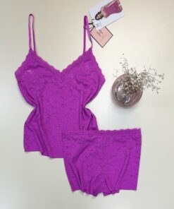 Short bustier en dentelle - H - " Fushia "