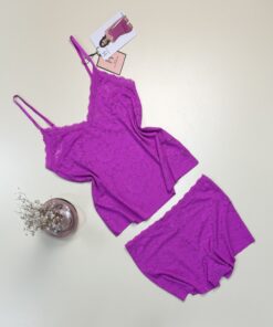 Alternative view of Short bustier en dentelle - H - " Fushia "