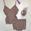 Short bustier en dentelle - H - " Taupe "