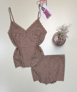 Short bustier en dentelle - H - " Taupe "