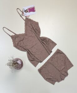 Alternative view of Short bustier en dentelle - H - " Taupe "