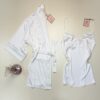 Ensemble nuisette peignoir en satin - H -  " Blanc "