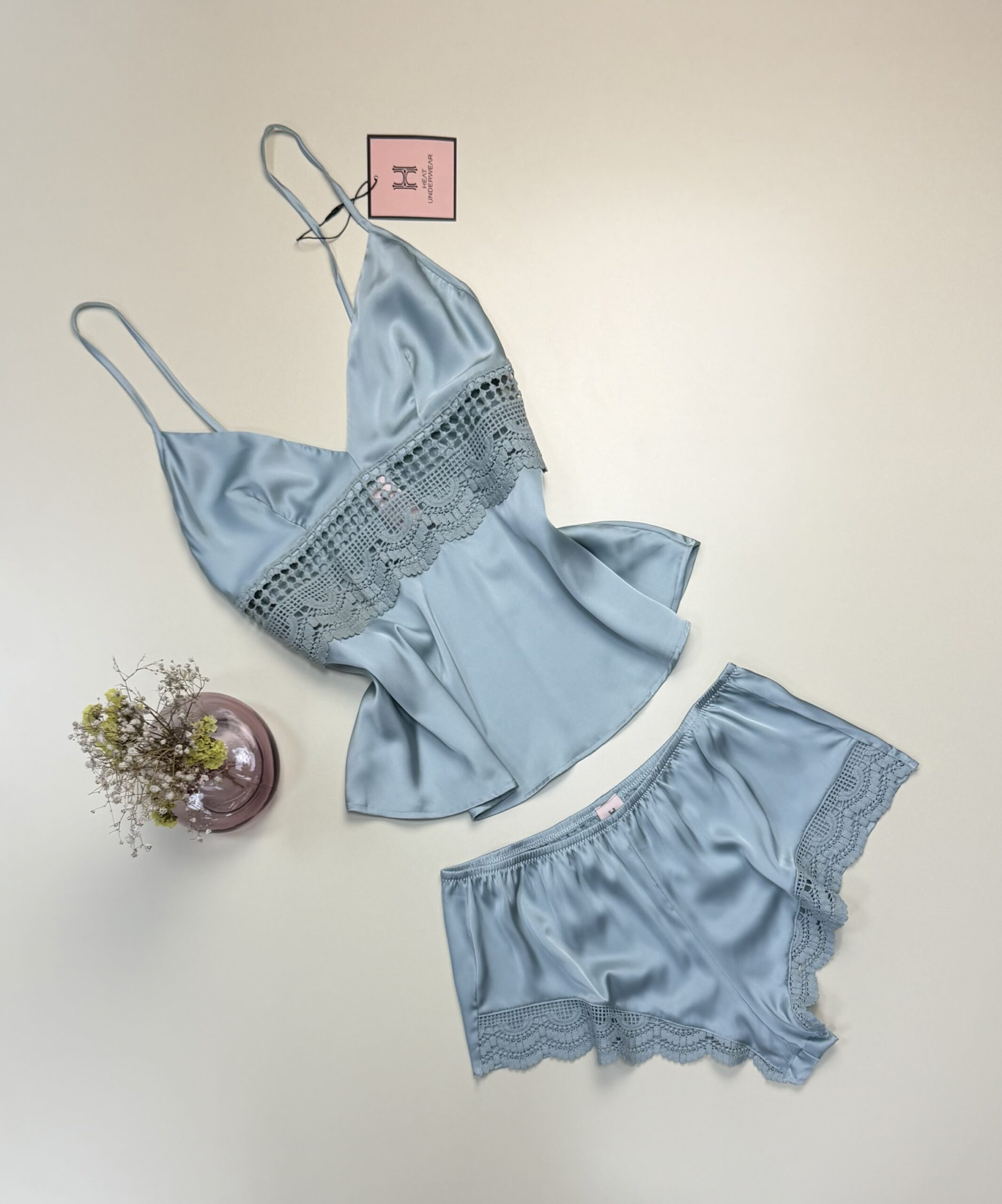 Short bustier en satin "bleu/vert" -H- – Image 2