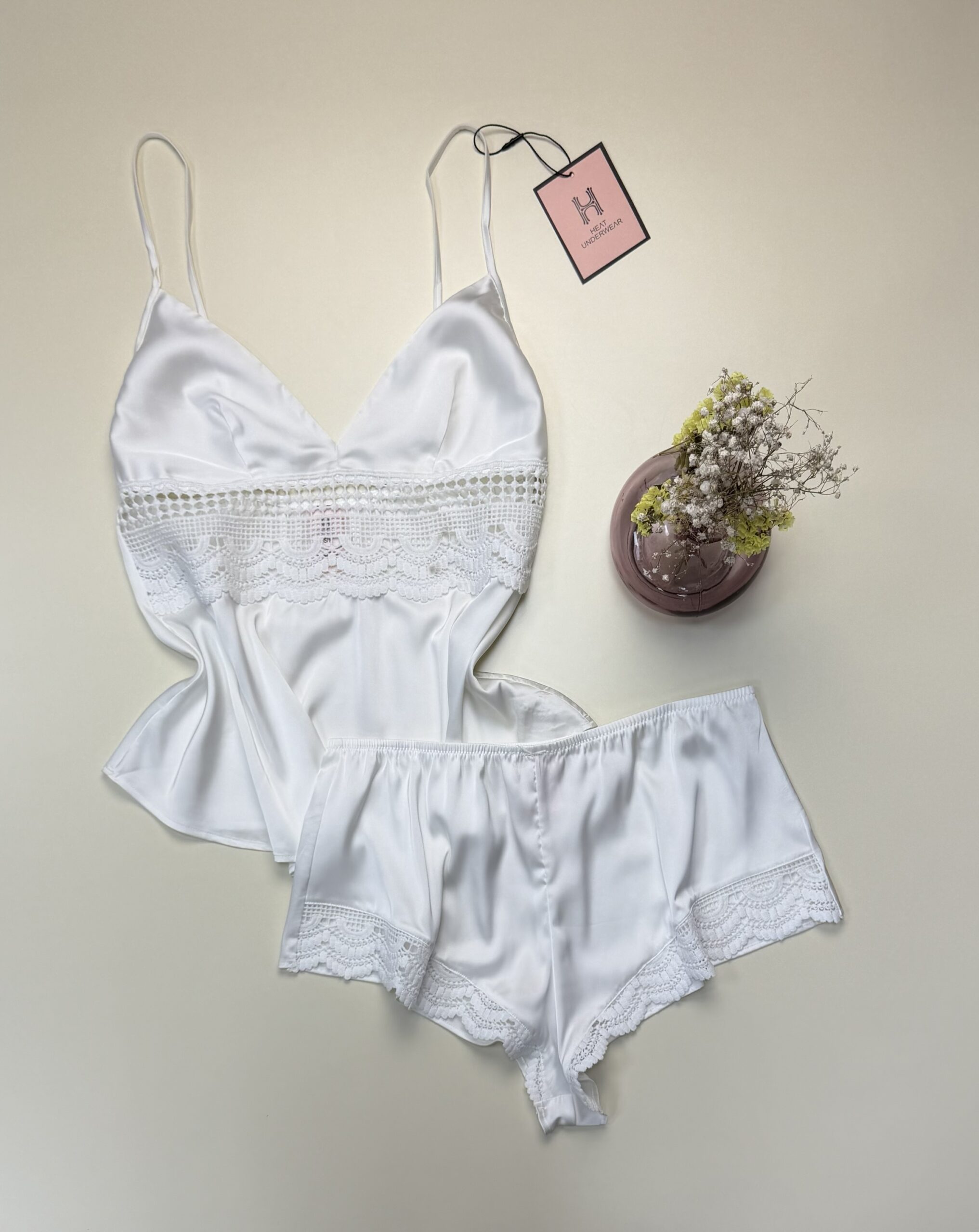 Short bustier en satin "Blanc" -H-