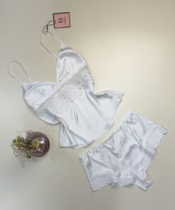 Alternative view of Short bustier en satin "Blanc" -H-