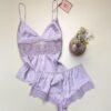 Short bustier en satin "mauve " -H-