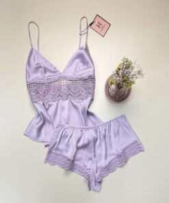Short bustier en satin "mauve " -H-