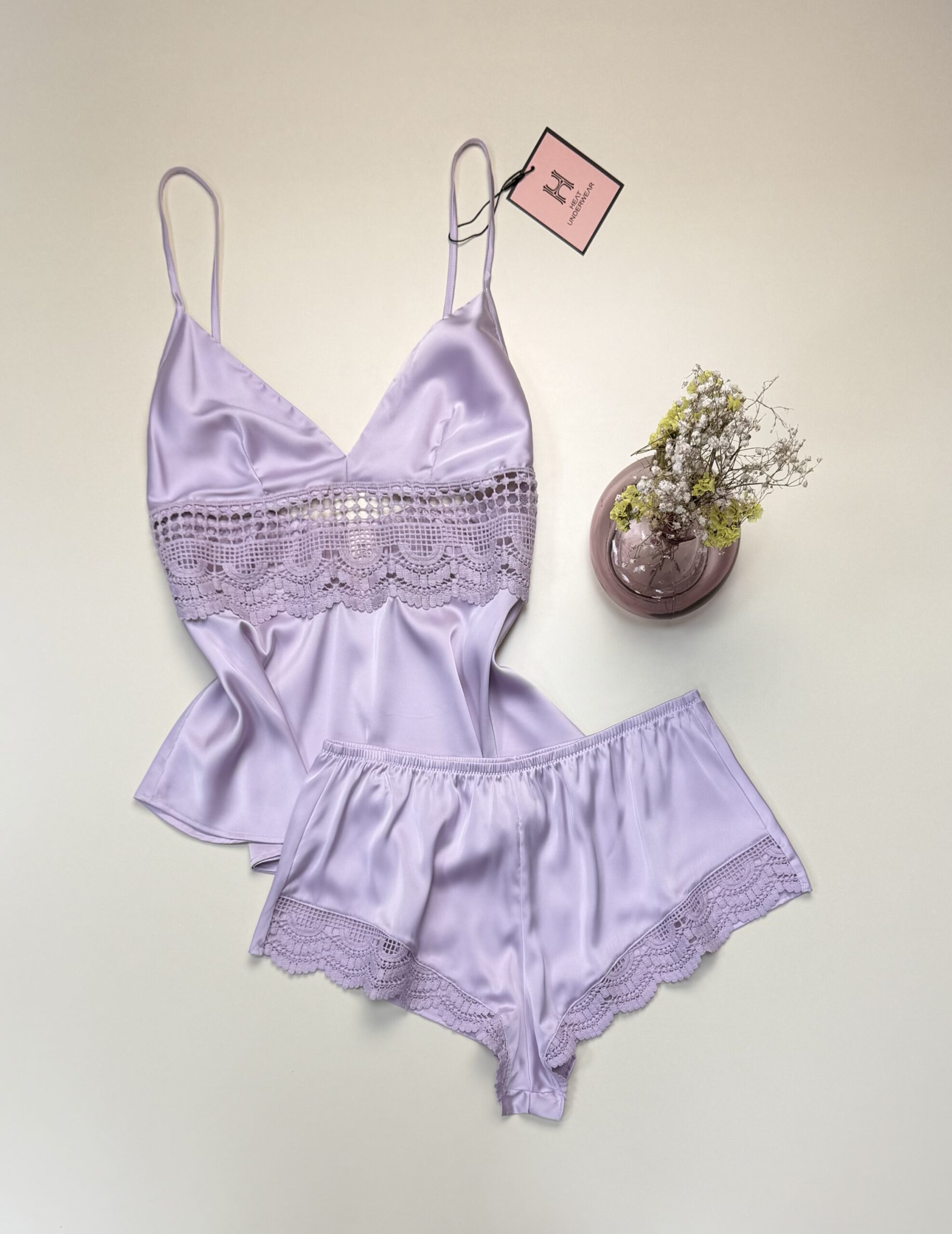 Short bustier en satin "mauve " -H-