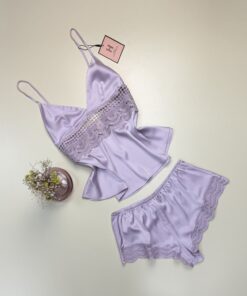 Alternative view of Short bustier en satin "mauve " -H-