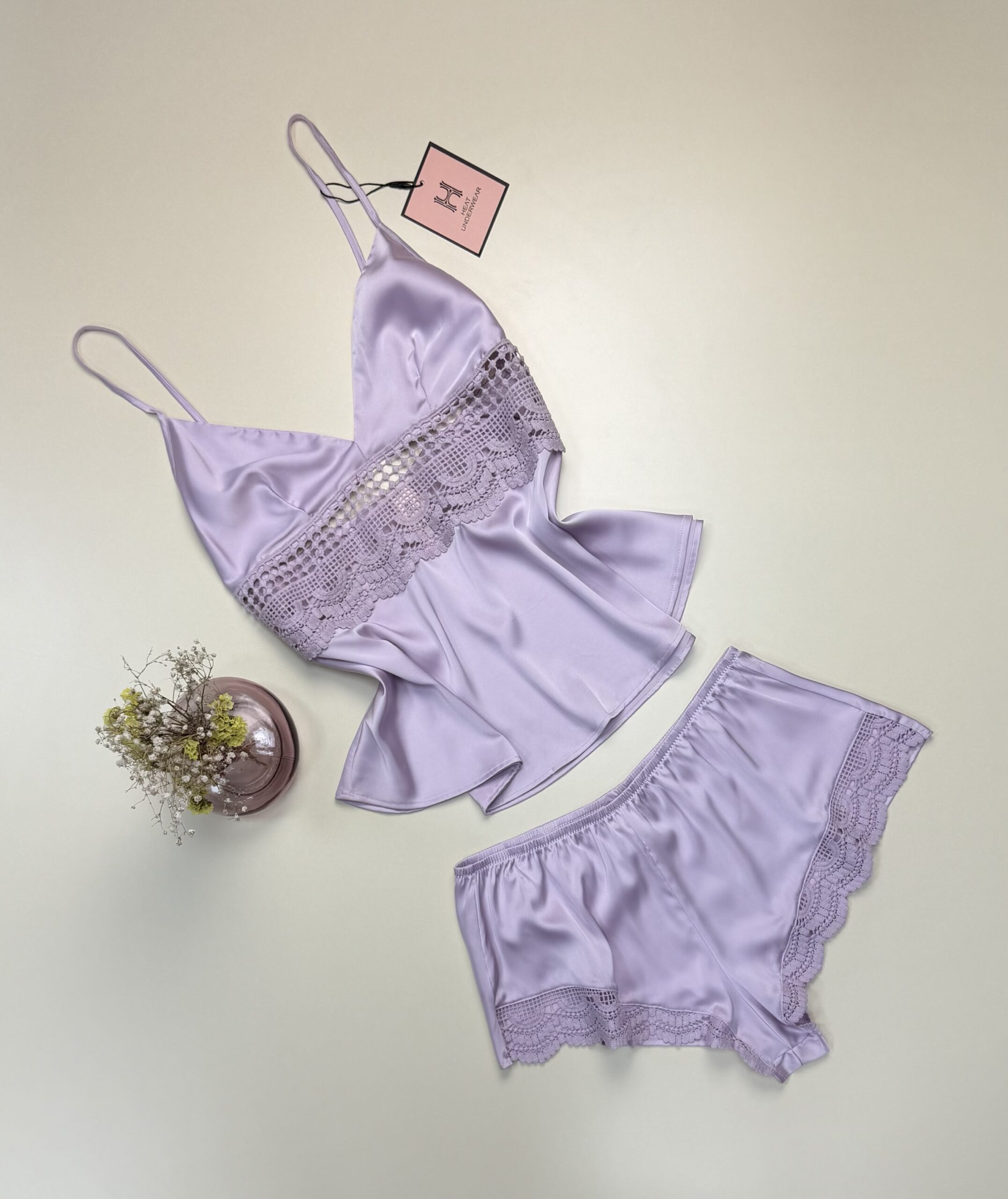 Short bustier en satin "mauve " -H- – Image 2