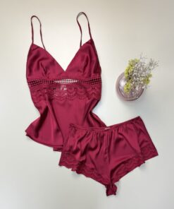 Short bustier en satin "Bordeaux" -H-