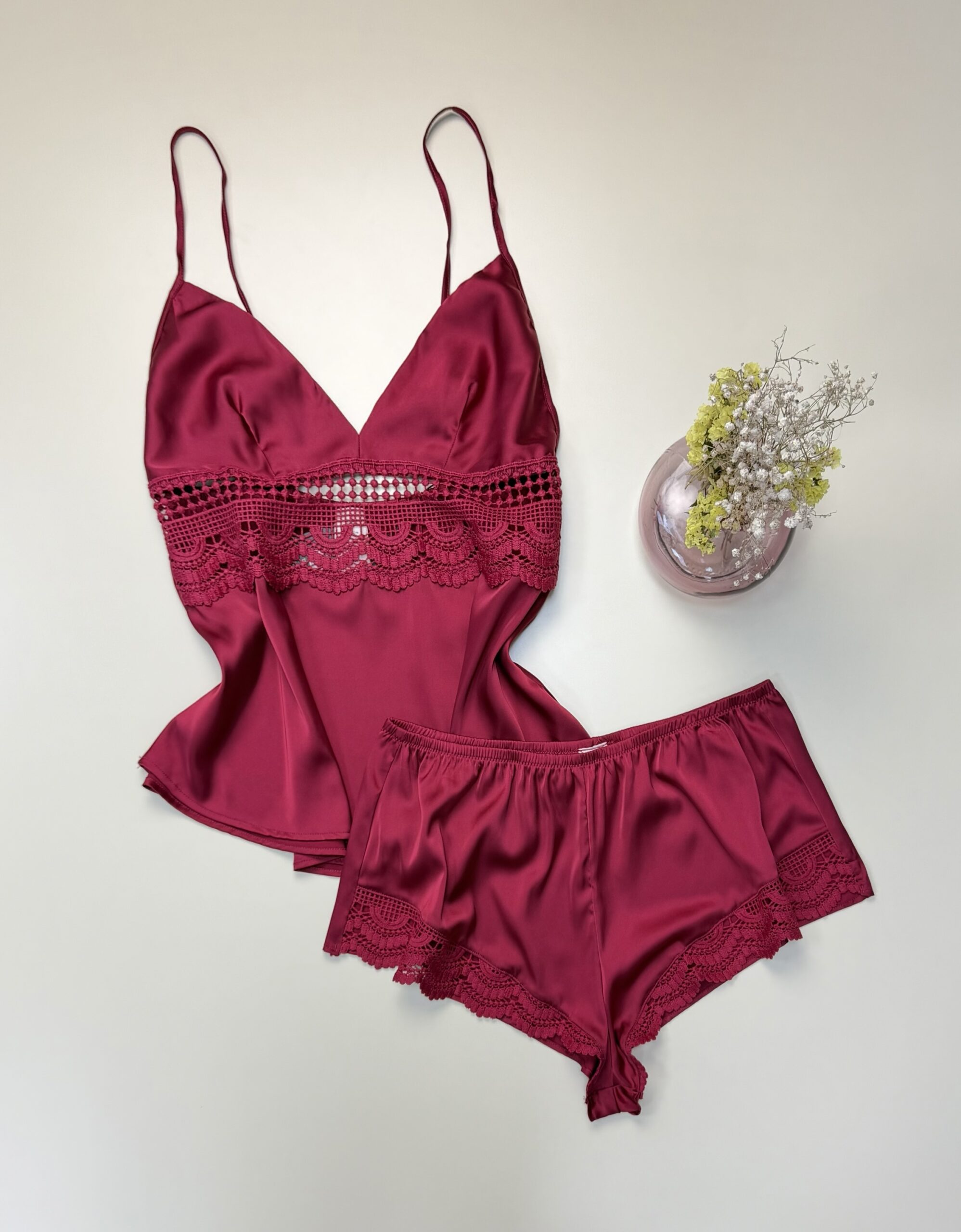 Short bustier en satin "Bordeaux" -H-