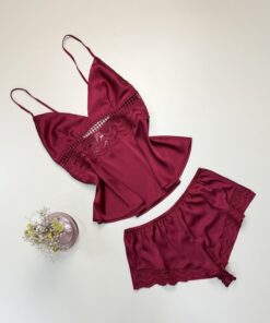 Alternative view of Short bustier en satin "Bordeaux" -H-