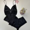 Short bustier en satin "Noir" -H-