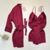 Ensemble nuisette peignoir en satin "Bordeaux " -H-