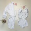 Ensemble nuisette peignoir en satin "Blanc" -H-