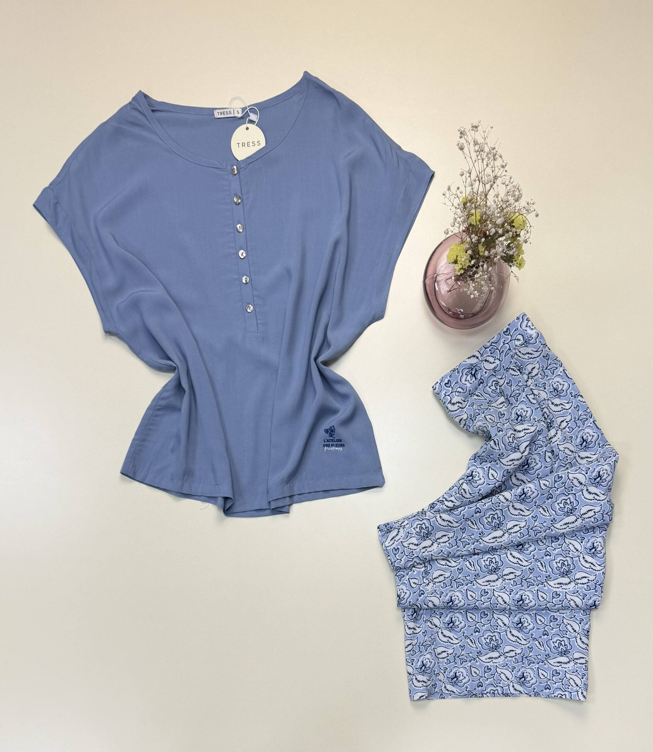 Pyjama pantacourt "Bleu" -TRESS- – Image 2