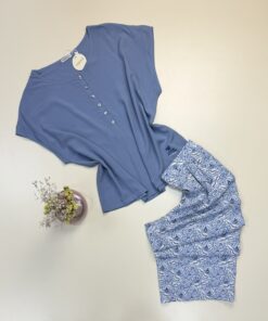 Pyjama pantacourt "Bleu" -TRESS-