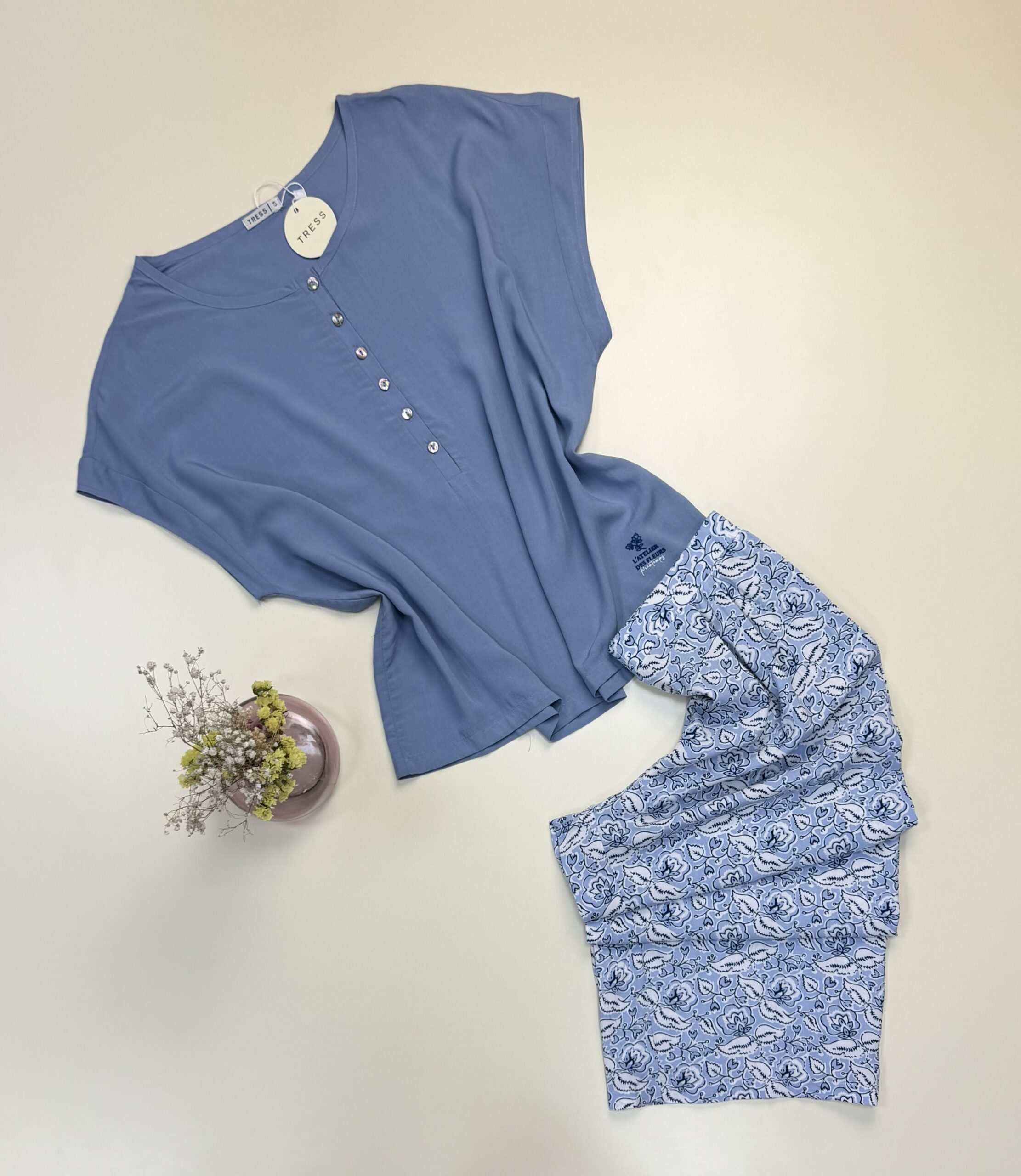Pyjama pantacourt "Bleu" -TRESS-