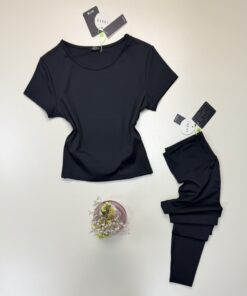 Ensemble sport demi manche "Noir" -TRESS-