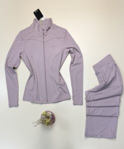 Alternative view of Ensemble sport zippé pantalon large "Mauve" -TRESS-