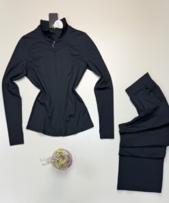 Alternative view of Ensemble sport zippé pantalon large "Noir" -TRESS-