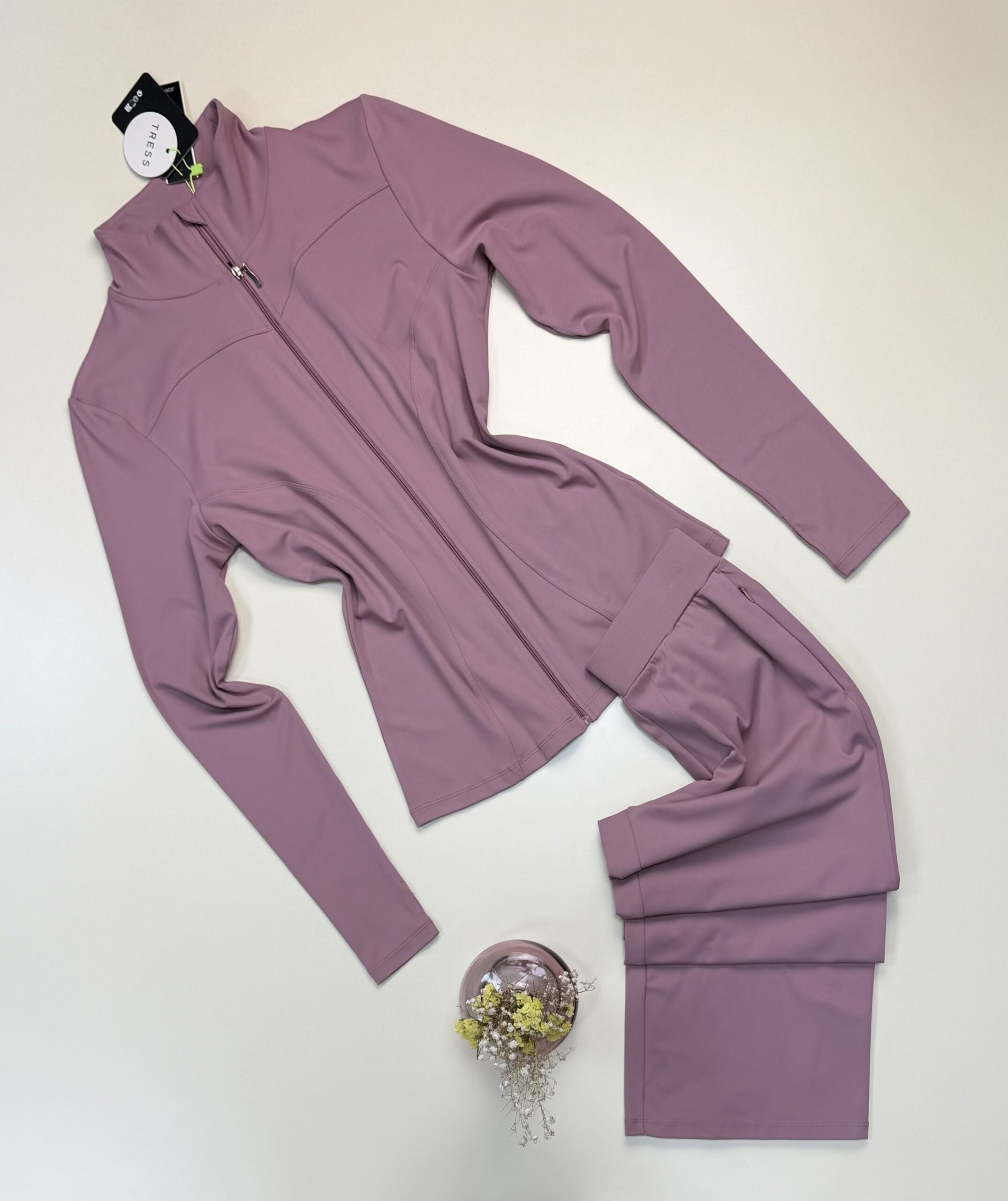 Ensemble sport zippé pantalon large "Bois de rose" -TRESS-