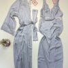 Ensemble nuisette peignoir long en satin - H - " gris "