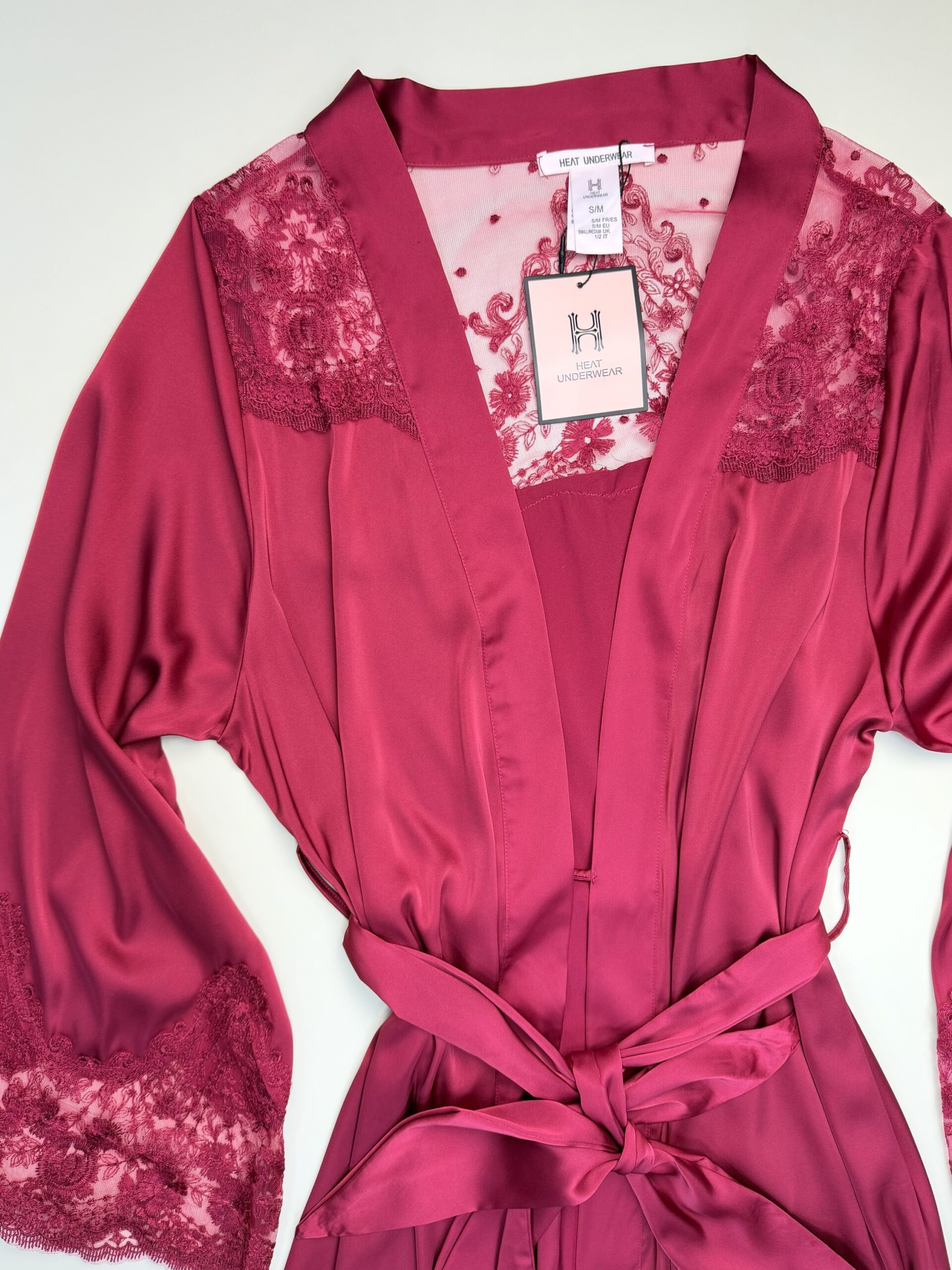 Ensemble nuisette peignoir long en satin - H - " Bordeaux " – Image 4