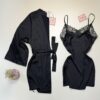 Ensemble nuisette peignoir en satin - H - " Noir "