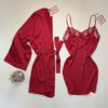 Ensemble nuisette peignoir en satin - H - " Rouge "