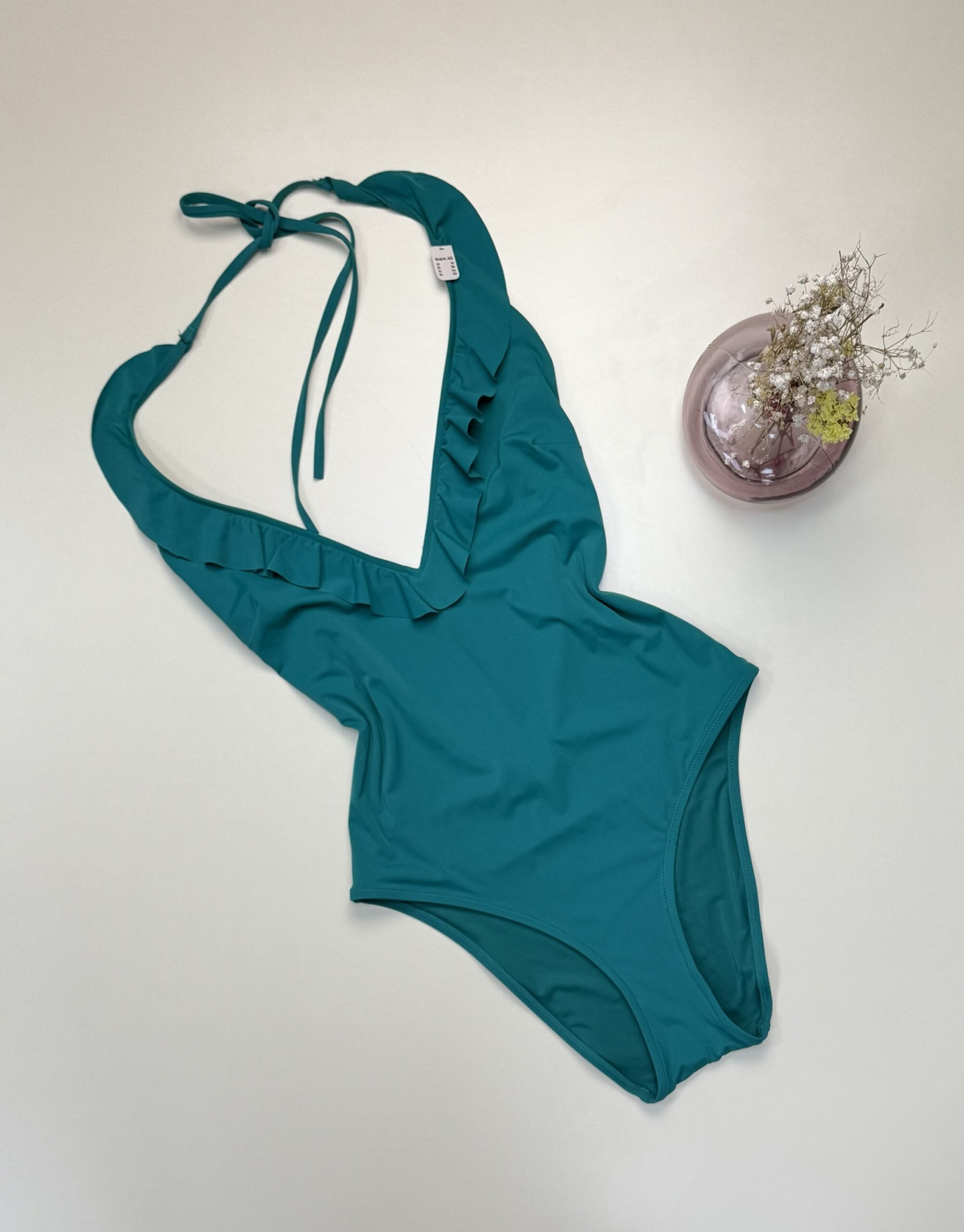 Maillot de bain - Etam - " Dahlia à volants " - Vert sapin