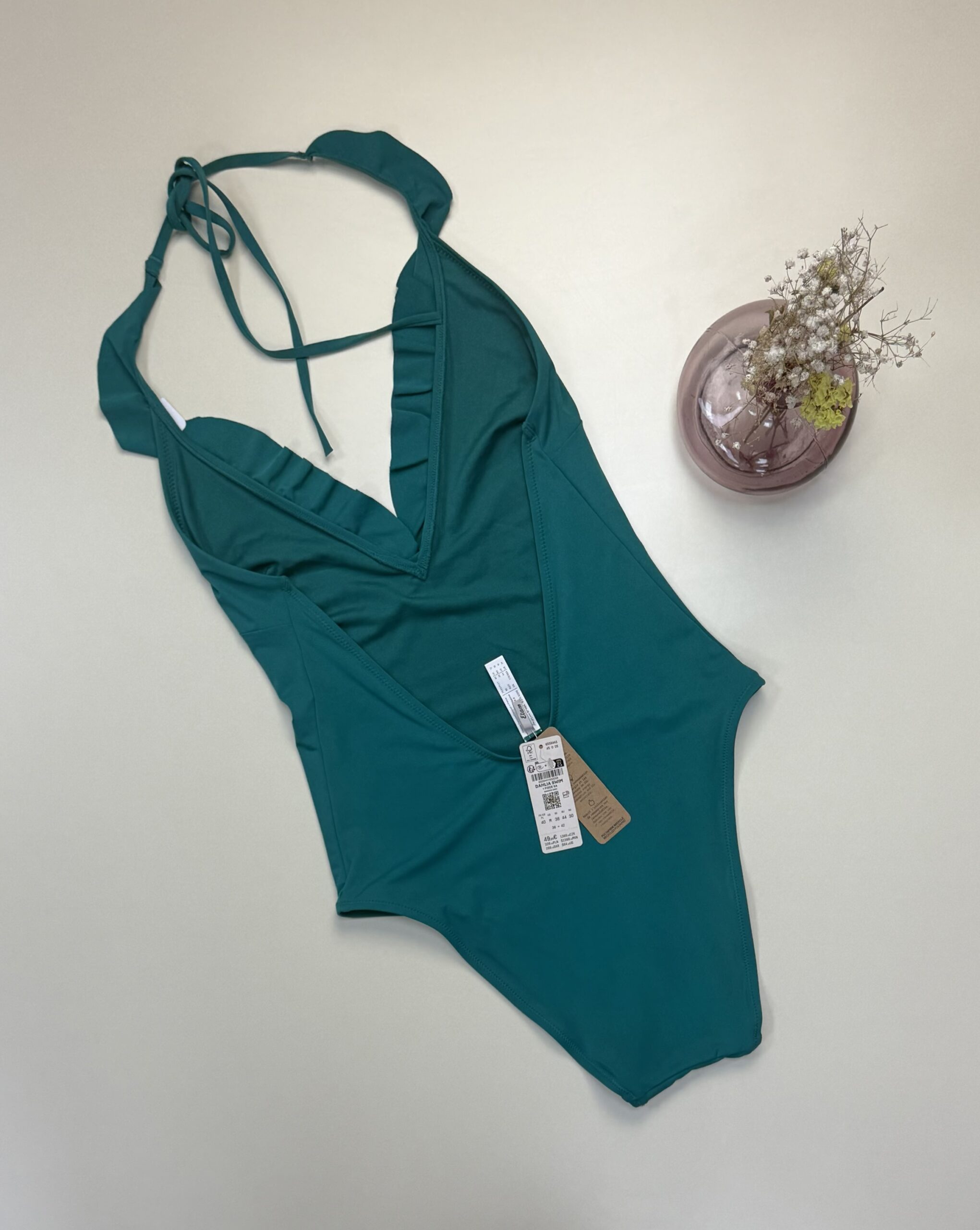 Maillot de bain - Etam - " Dahlia à volants " - Vert sapin – Image 2