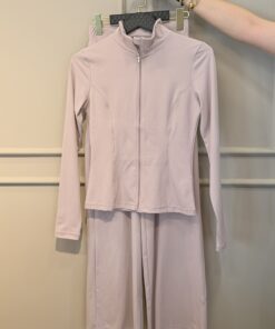 Ensemble sport zippé pantalon large "rose clair " -TRESS-
