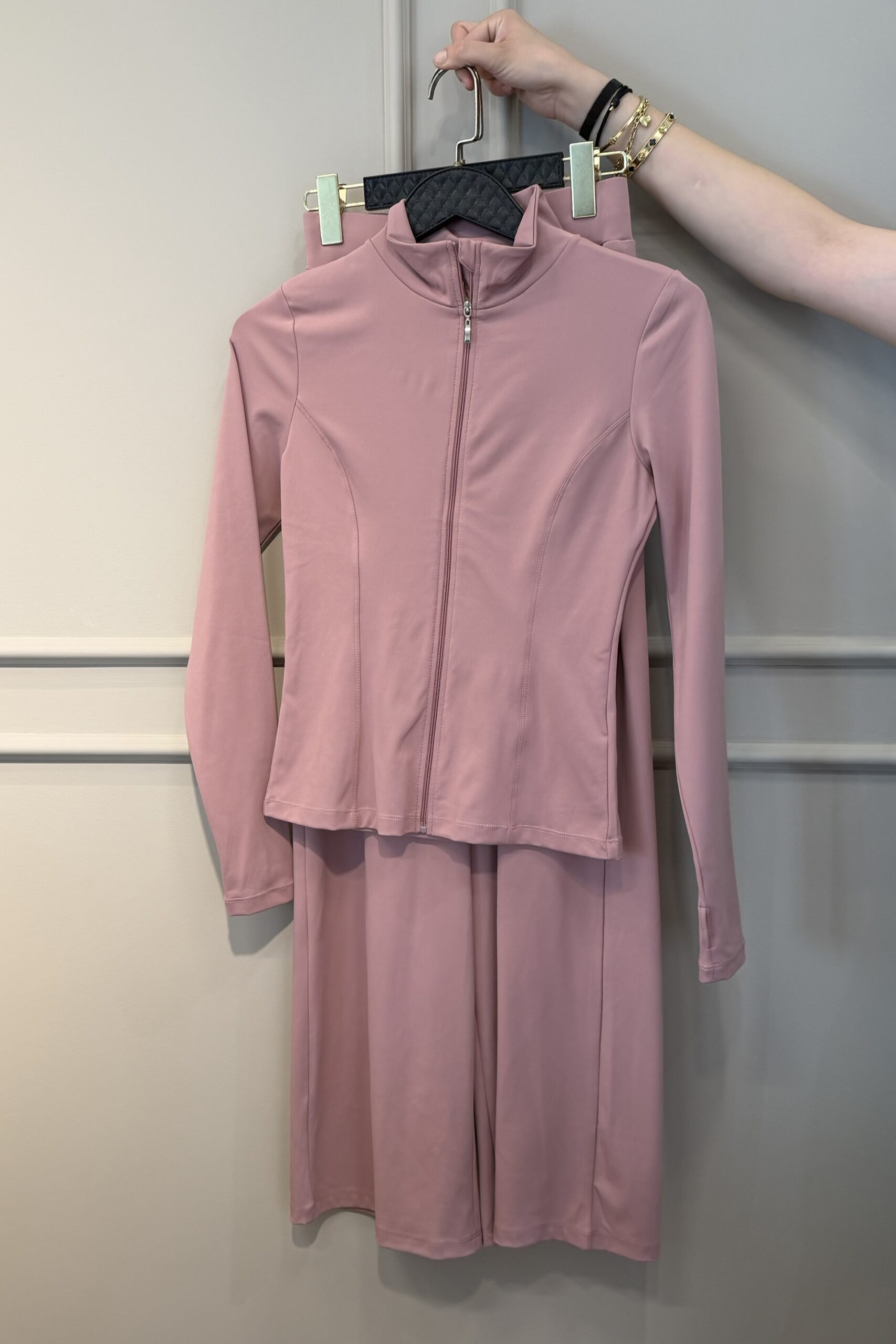 Ensemble sport zippé pantalon large "Bois de rose" -TRESS-