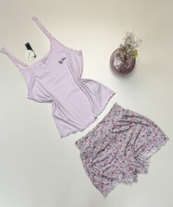 Alternative view of Pyjama short bustier "Rose à fleur" -TRESS-