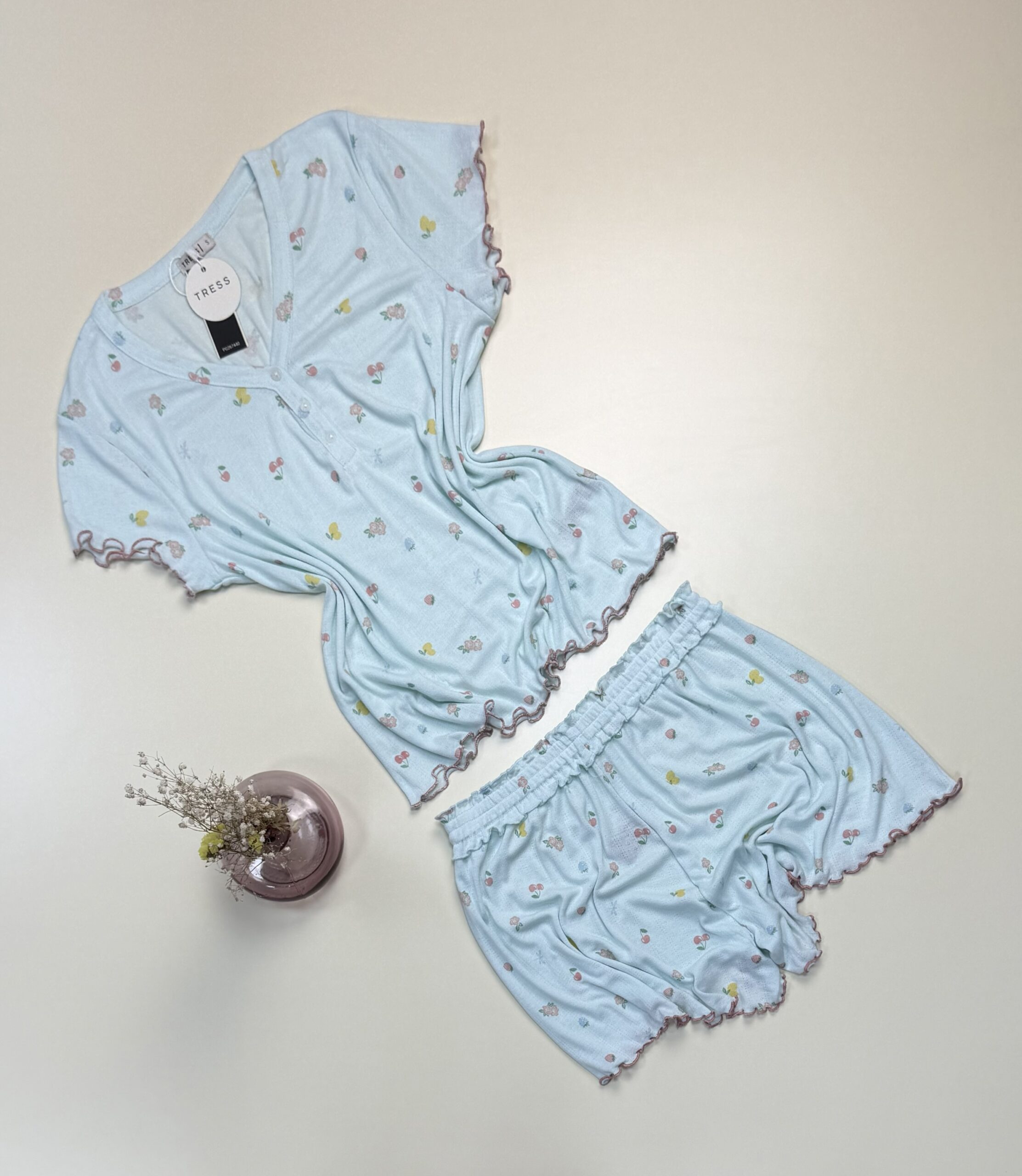 Pyjama short haut demi manche - Tress - " Vert " – Image 2