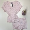 Pyjama short haut demi manche - Tress -  " Rose "