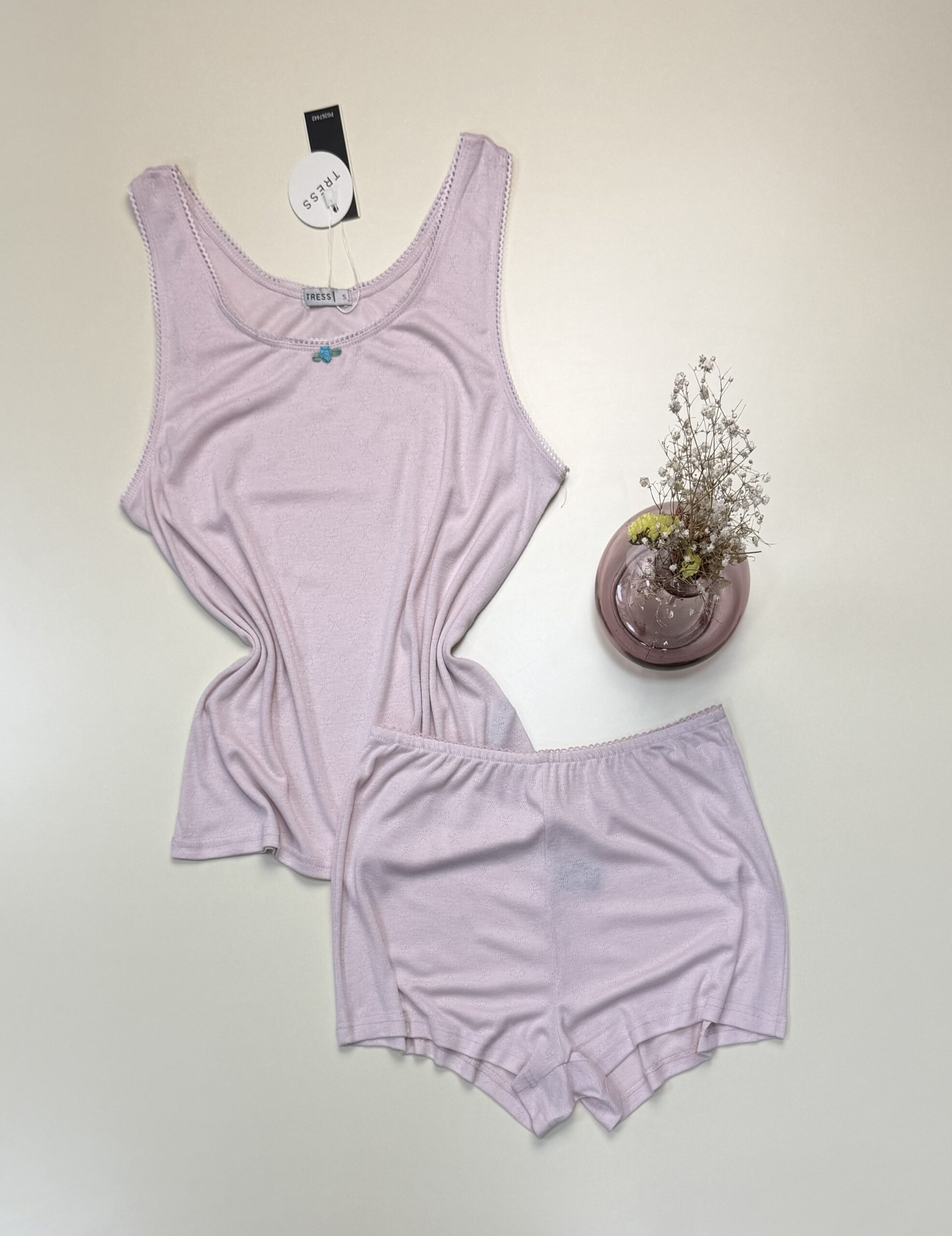 Pyjama short bustier - Tress - "Rose "