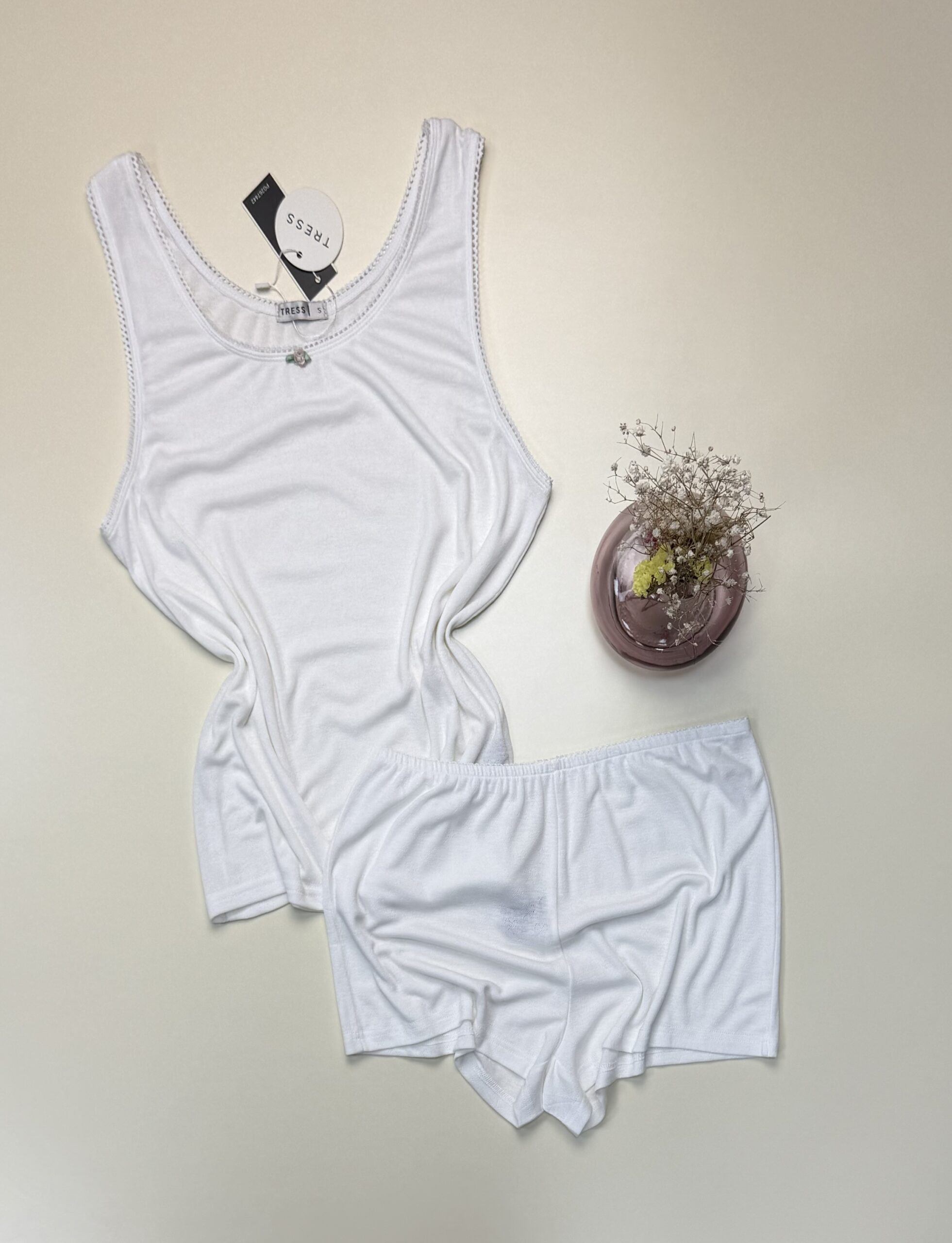 Pyjama short bustier - Tress - " Blanc "