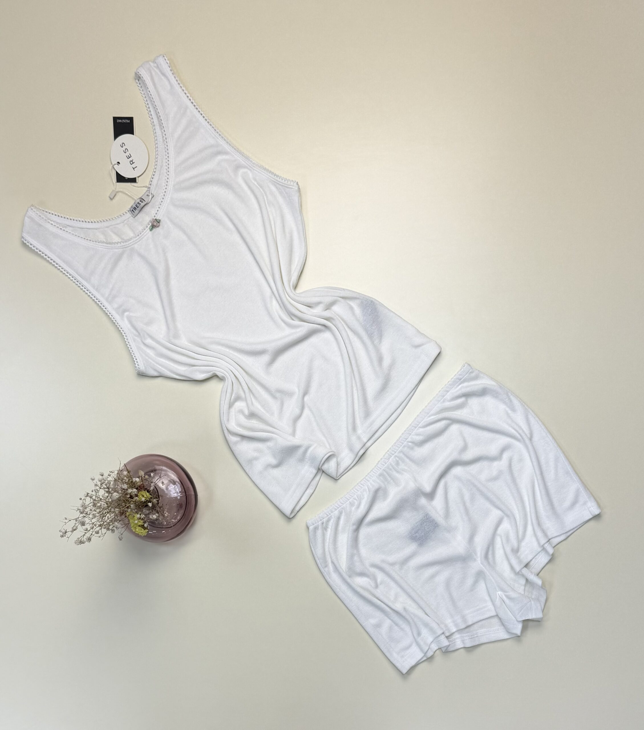 Pyjama short bustier - Tress - " Blanc " – Image 2
